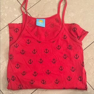 C&C California Vintage Red Tank with Blue Anchor Design